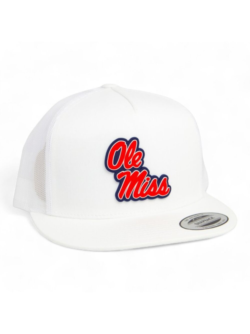 Ole Miss Rebels YP Snapback Flat Bill Trucker Hat- White